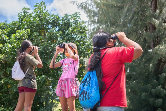 Saipan campers bird watching at American Memorial Park.