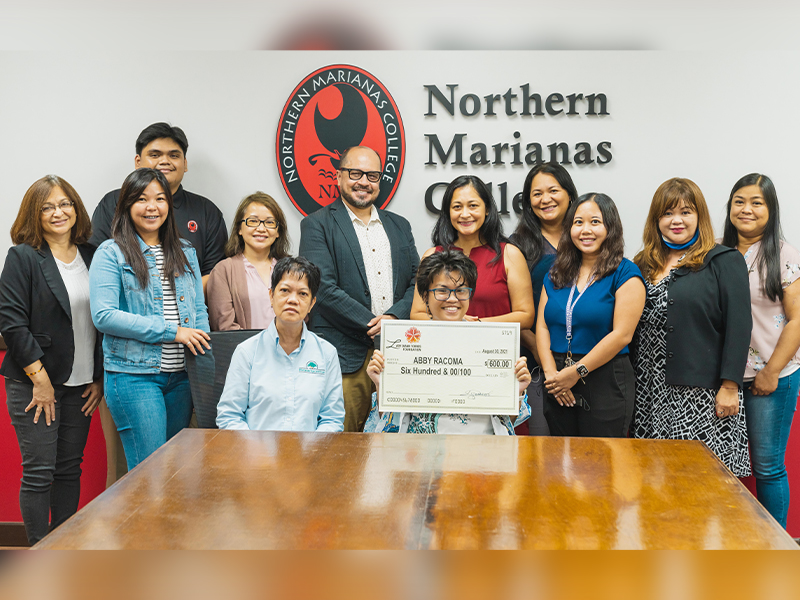 Northern Marianas College students Edieson Aguirre and Avry Racoma were recently awarded $600 each from the Lady Diann Torres Foundation.