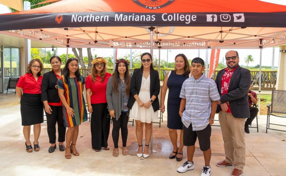 From left, Northern Marianas College Financial Aid Office Director Daisy Manglona-Propst, NMC Interim Dean for Academic Programs and Services Vilma Reyes, Matson scholarship recipient Jessy Lou Lizama, NMC Dean for Student Support Services Charlotte Ceped