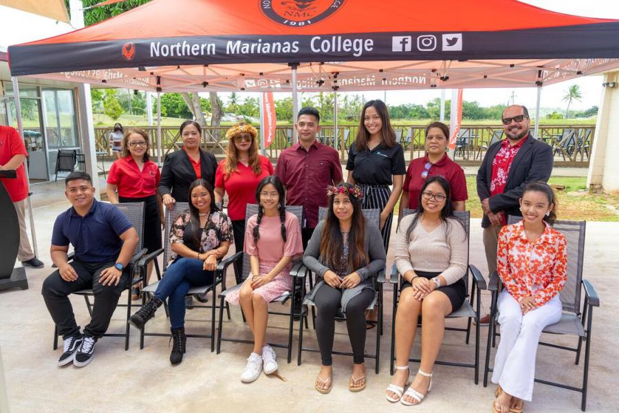 Top row: Northern Marianas College Financial Aid Office Director Daisy Manglona-Propst, NMC Interim Dean for Academic Programs and Services Vilma Reyes, NMC Dean for Student Support Services Charlotte Cepeda, Tan Siu Lin Foundation assistant manager Raymo