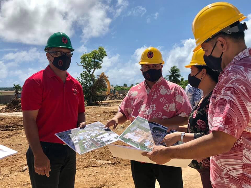 Gov. Ralph DLG Torres, Northern Marianas College Board Chairman Charles Cepeda and NMC Interim President Frankie Eliptico discuss plans for the rebuilding of the NMC campus in As Terlaje in Dec. 2020.