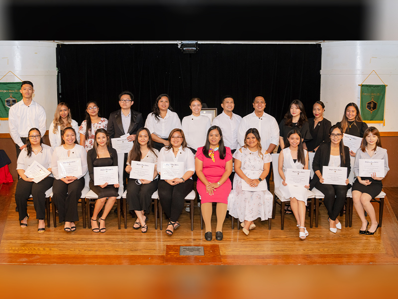 Newly inducted members of the Sigma Beta Delta honor society at Northern Marianas College pose during the recently held induction ceremony. Also in photo with the inductees is Interim Dean for Academic Programs and Services Vilma Reyes.