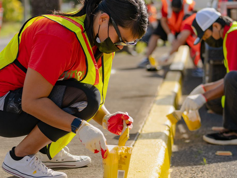 NMC employees were hard at work repainting the medians located at Chalan Monsignor Guerrero. The College recently partnered with the CNMI Governor's Council of Economic Advisers to take part in their Marianas Village Pride ‘Adopt-A-Median’ campaign.